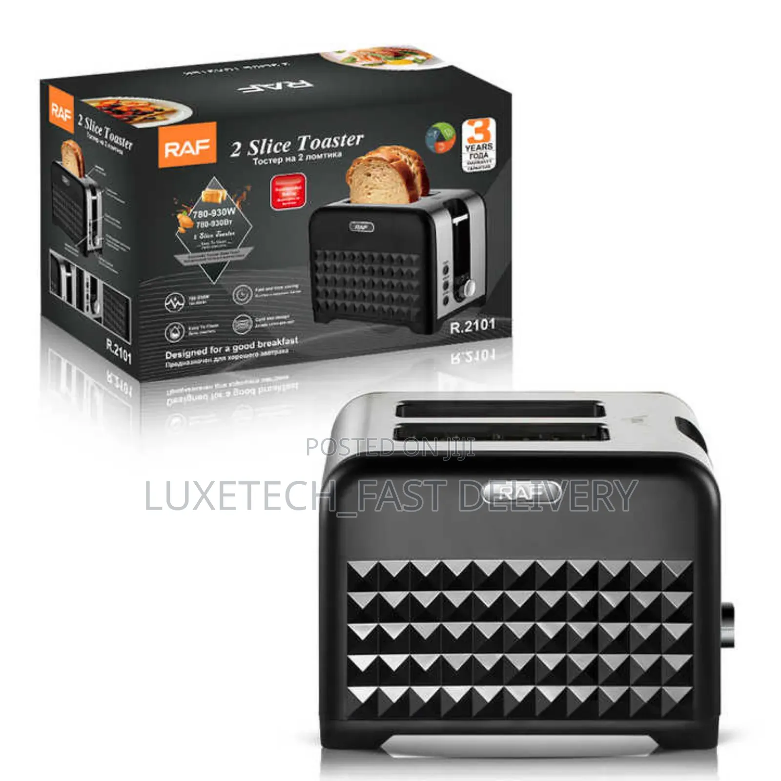 Raf 2 Slice Toaster, Automatic Electric Bread Toaster