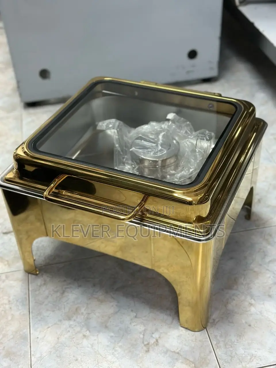 Square Golden Hydraulic Chafing Dish 6l