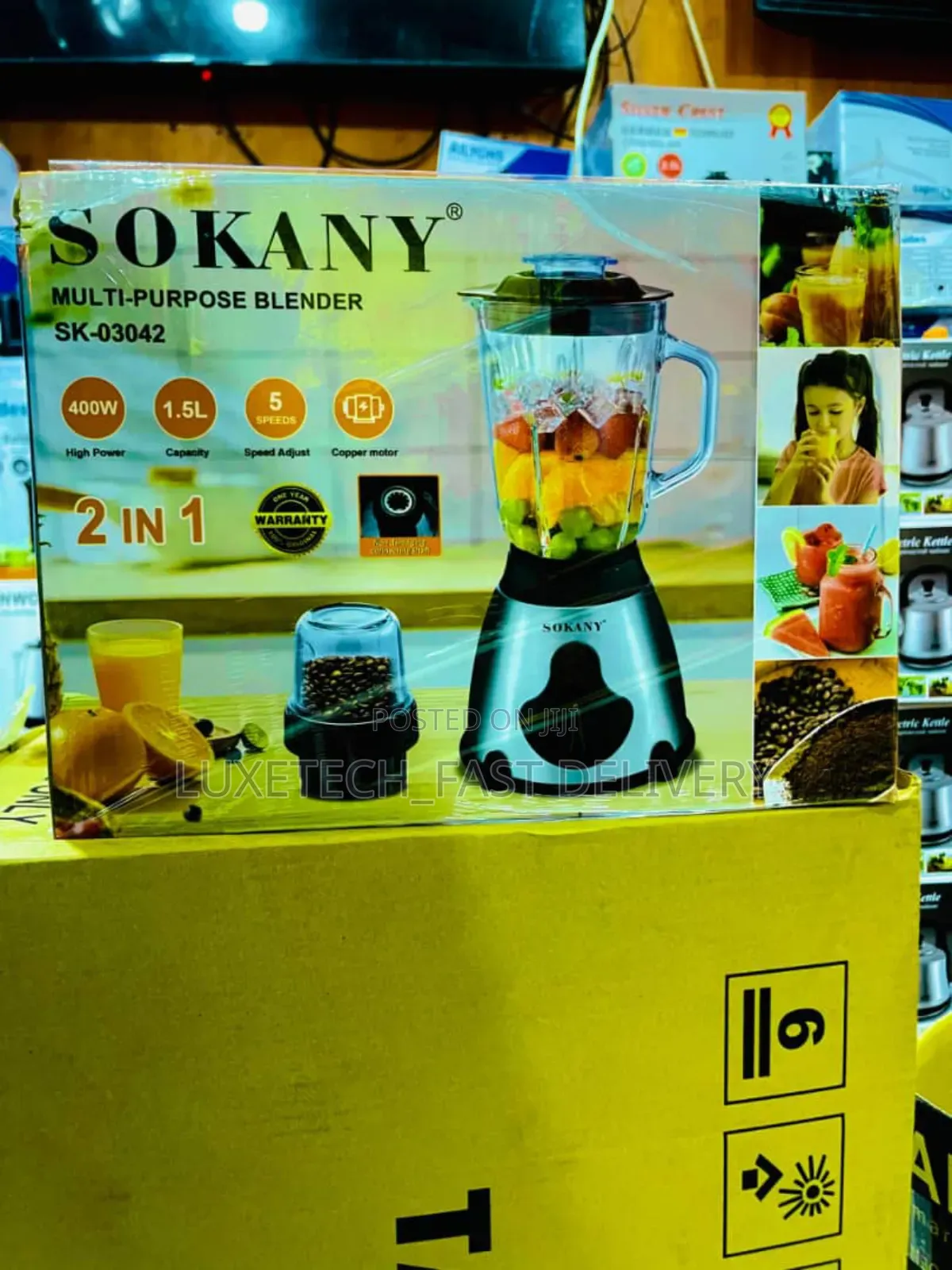 Sokany Multi-Purpose Blender 2 in 1 With Glass Jar