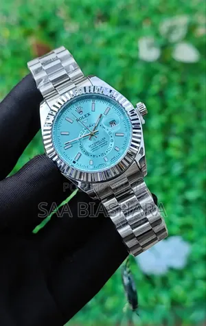 Rolex Sky Dweller Watch Silver and Light Blue