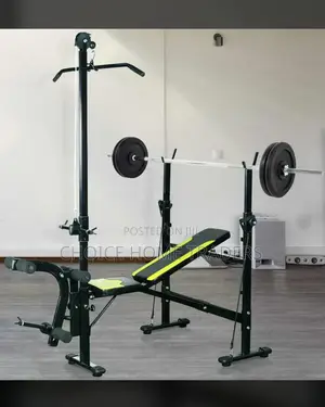 Bench With 50kg Chrome Dumbbell Barbel Set