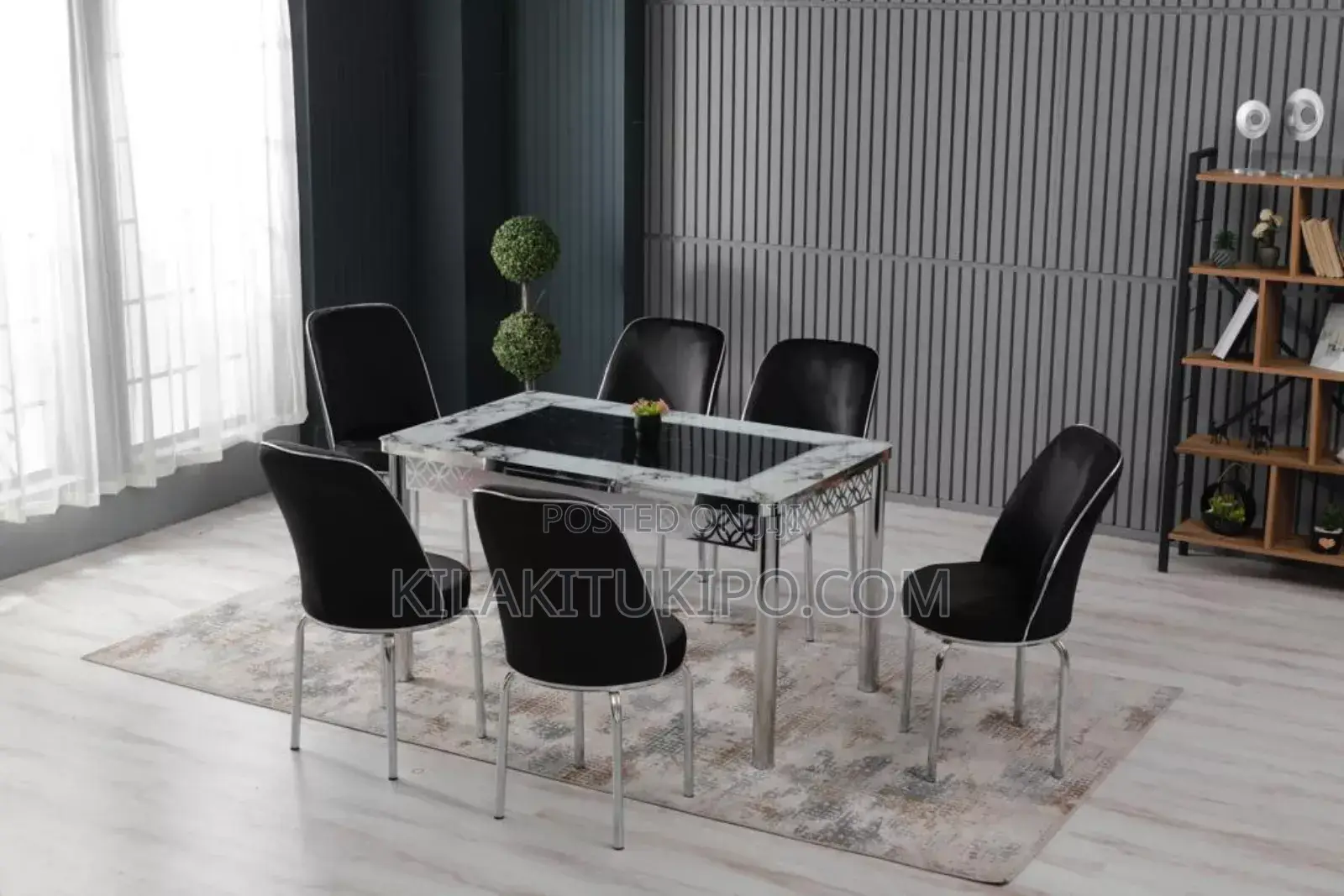 High Family Dinning Table With 6 Chairs