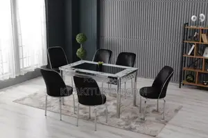 High Family Dinning Table With 6 Chairs