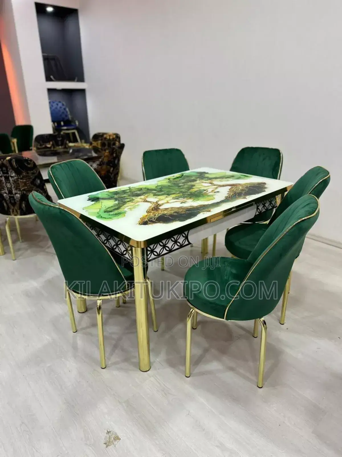 High Family Dinning Table With 6 Chairs