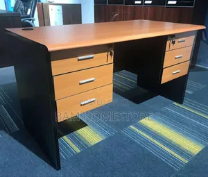 Wooden Home Office Table With Shelves
