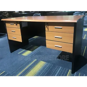 Wooden Home Office Table With Shelves