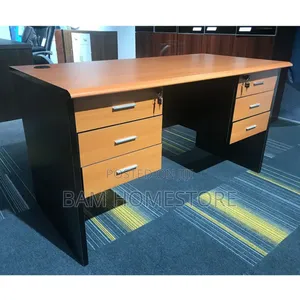 Wooden Home Office Table With Shelves