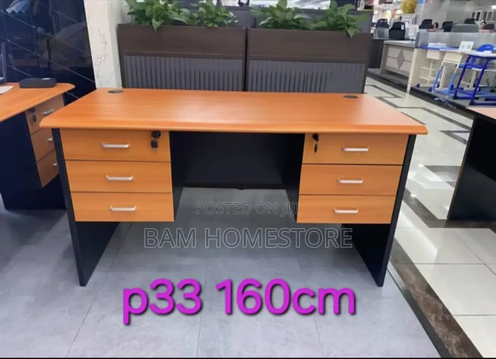 Wooden Home Office Table With Shelves