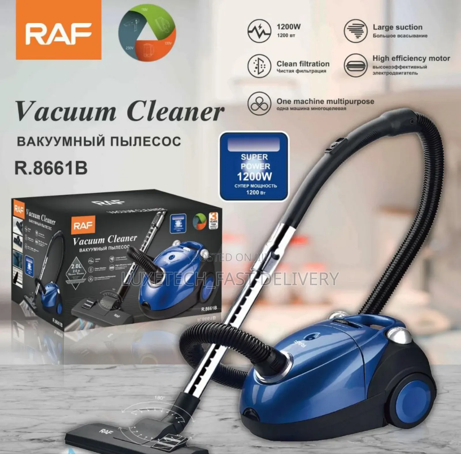 Raf R.8661b 1200w Vacuum Cleaner /Dry Cleaner