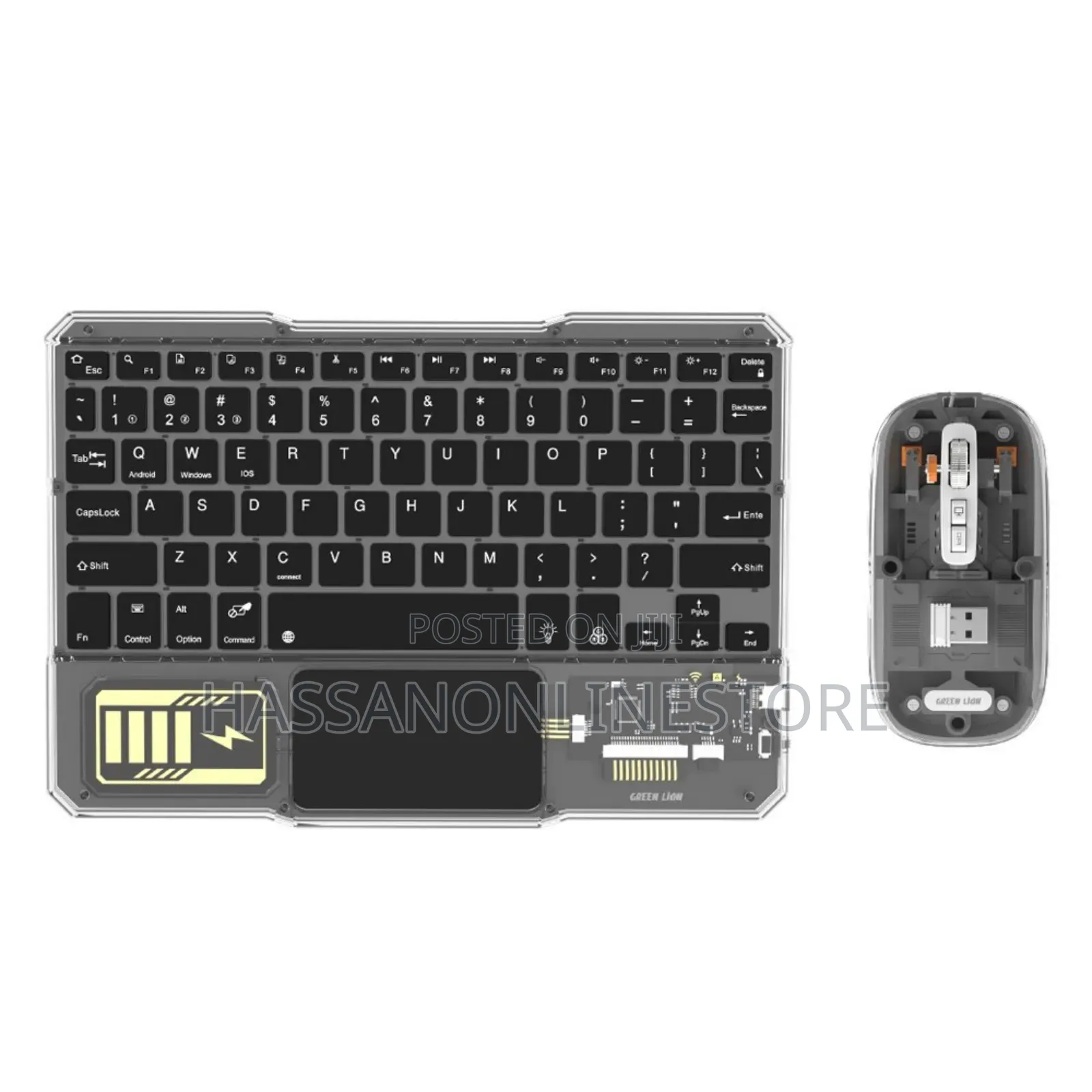 Green Lion Transparent Duo Wireless Keyboard Mouse - Black