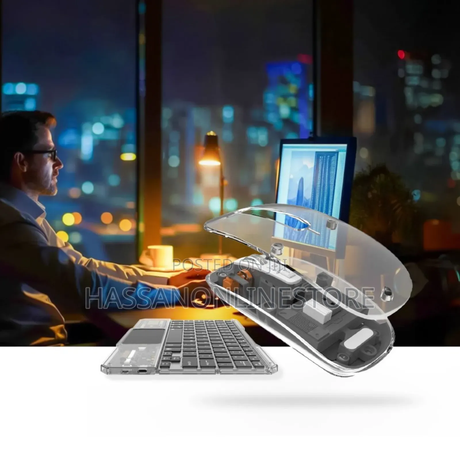 Green Lion Transparent Duo Wireless Keyboard Mouse - Black