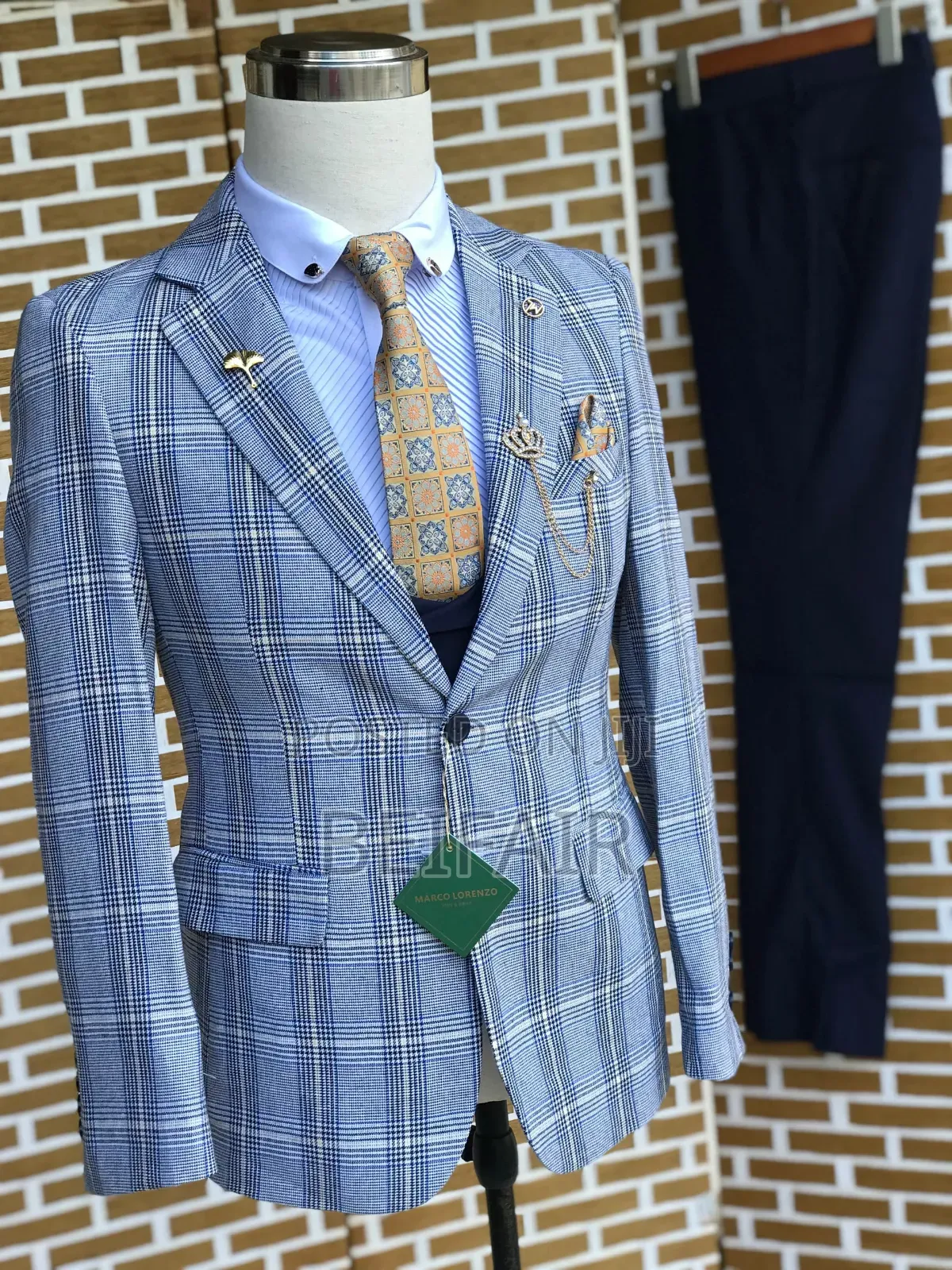 Skyblue and Darkblue Mix Suit