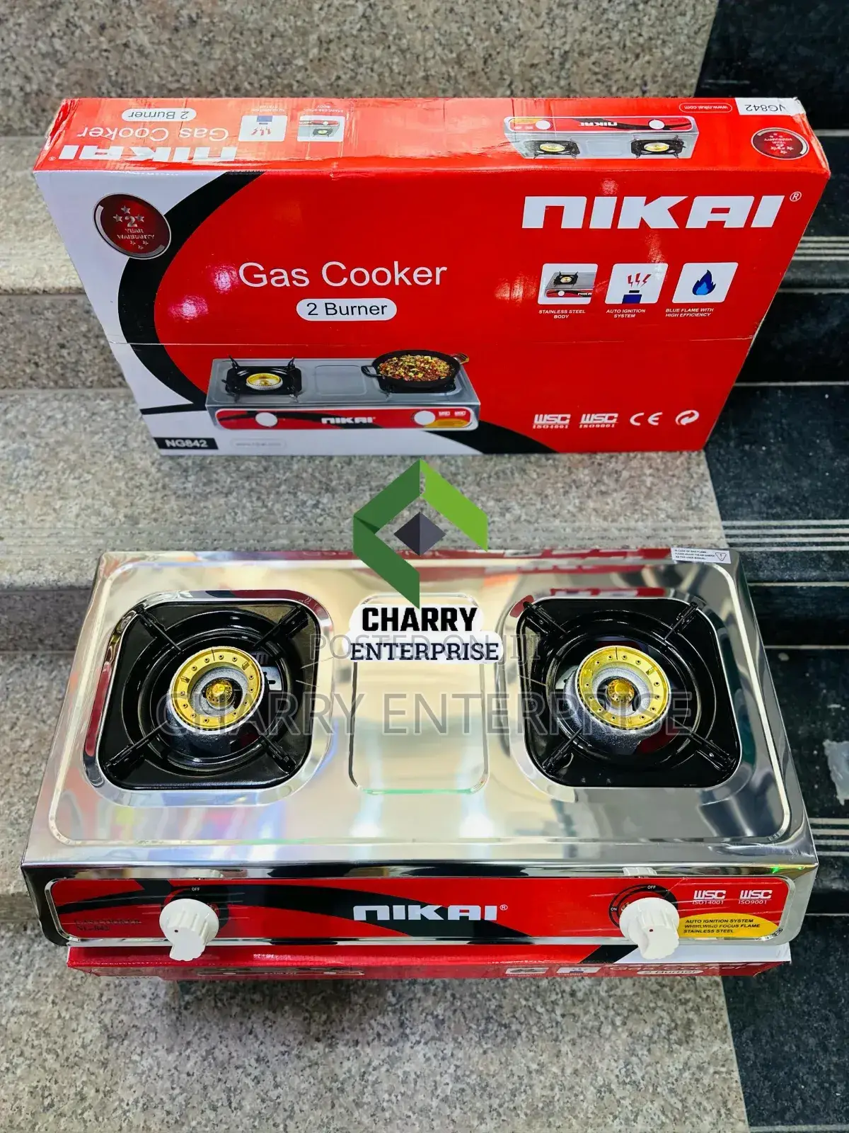 Original Nikai Gas Cooker Stainless Steel Body Autoignition