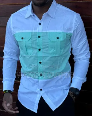 Mashati Kwa Wanaume Ya Vifungo Na Mifuko Miwili Original