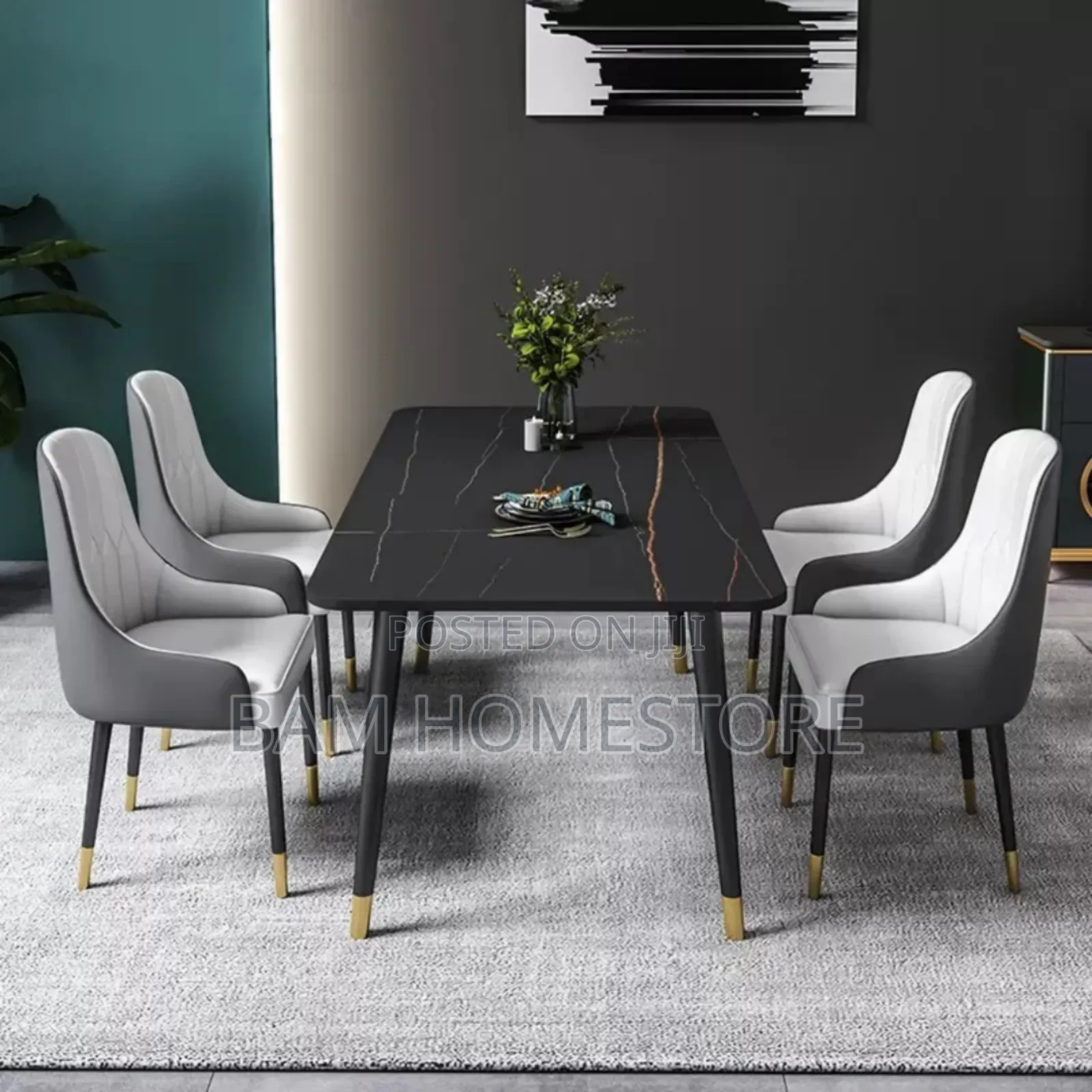 Elegant Dining Set ( Marble Table+ 4 Chairs)