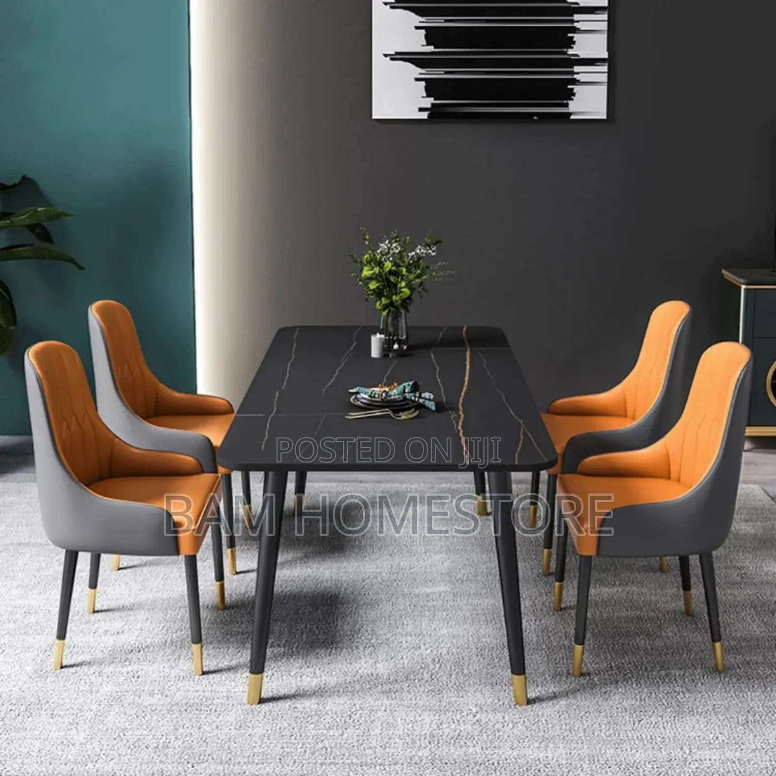 Elegant Dining Set ( Marble Table+ 4 Chairs)