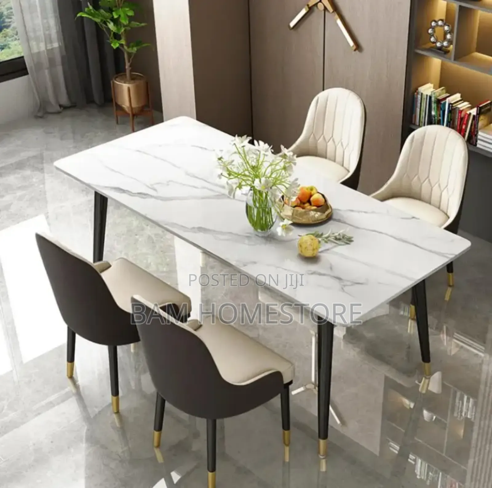 Elegant Dining Set ( Marble Table+ 4 Chairs)