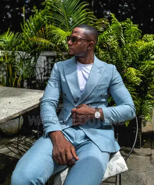 Men's Real Skyblue Suits With Six Buttons Original and New