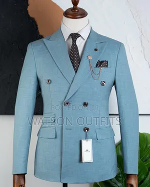 Men's Real Skyblue Suits With Six Buttons Original and New