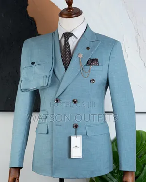 Men's Real Skyblue Suits With Six Buttons Original and New