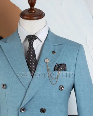 Men's Real Skyblue Suits With Six Buttons Original and New