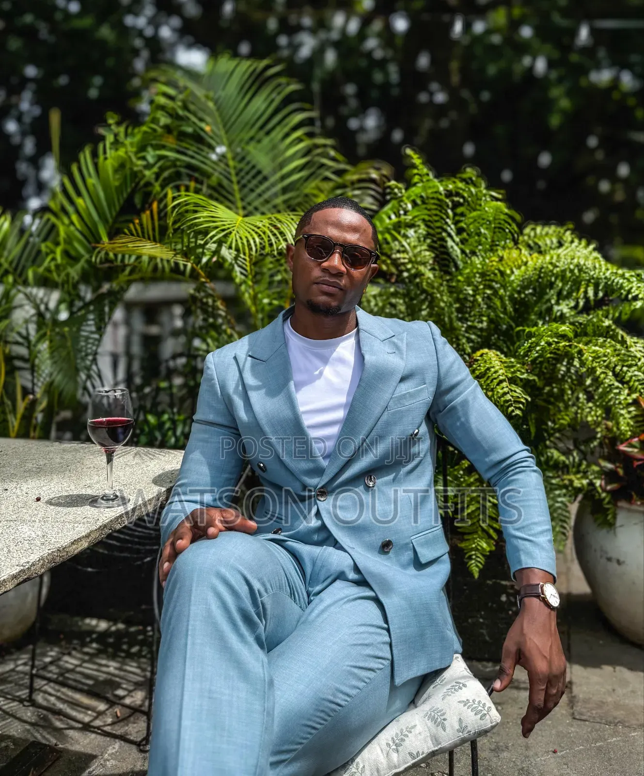 Men's Real Skyblue Suits With Six Buttons Original and New