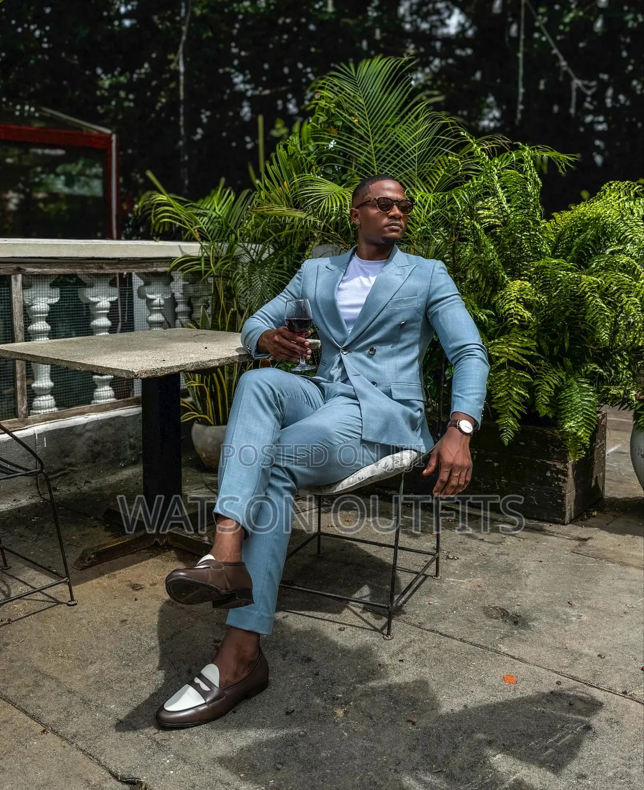 Men's Real Skyblue Suits With Six Buttons Original and New