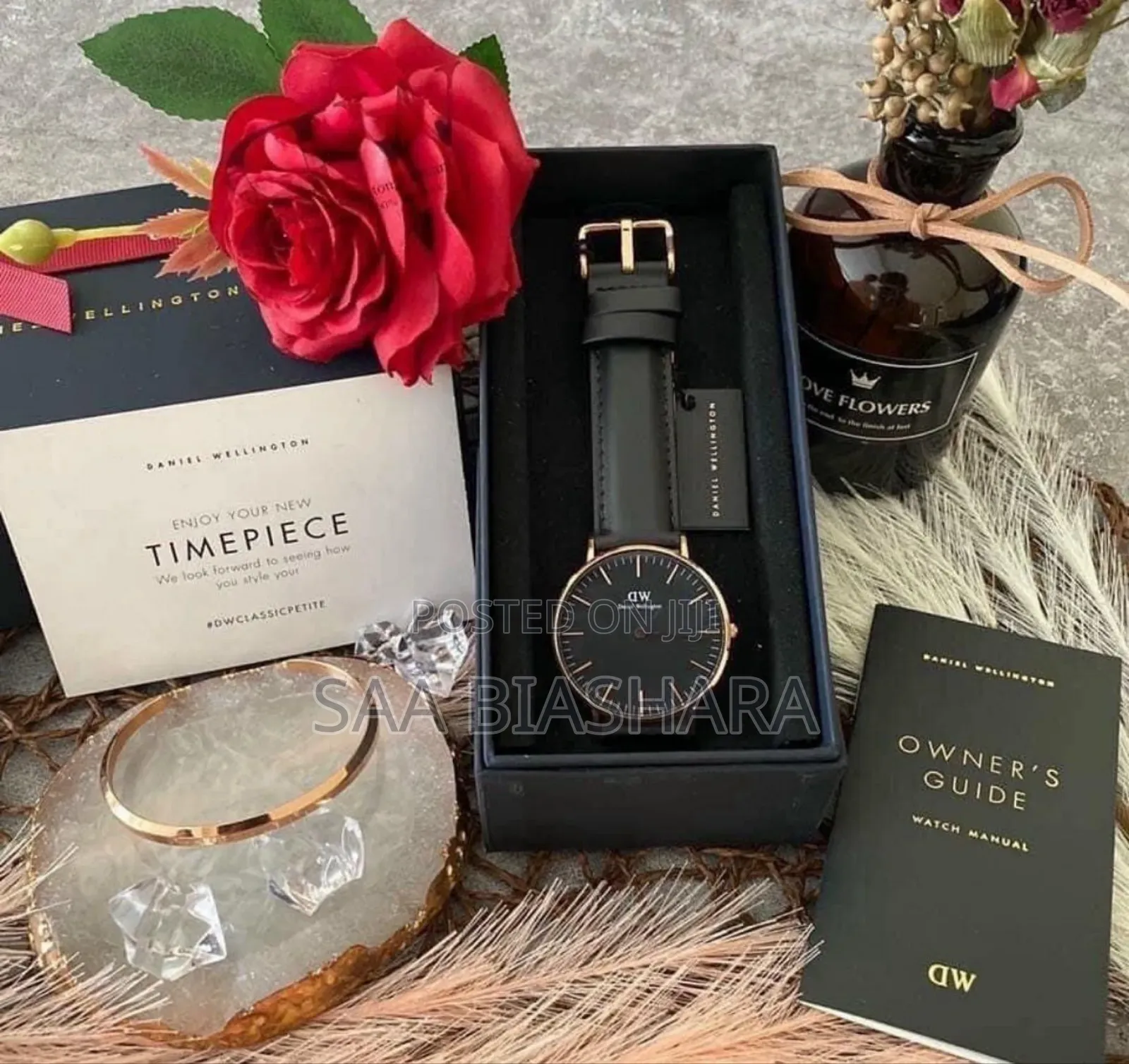 Dw Leather With Bracelet Full Box and Gift Bag Full Black