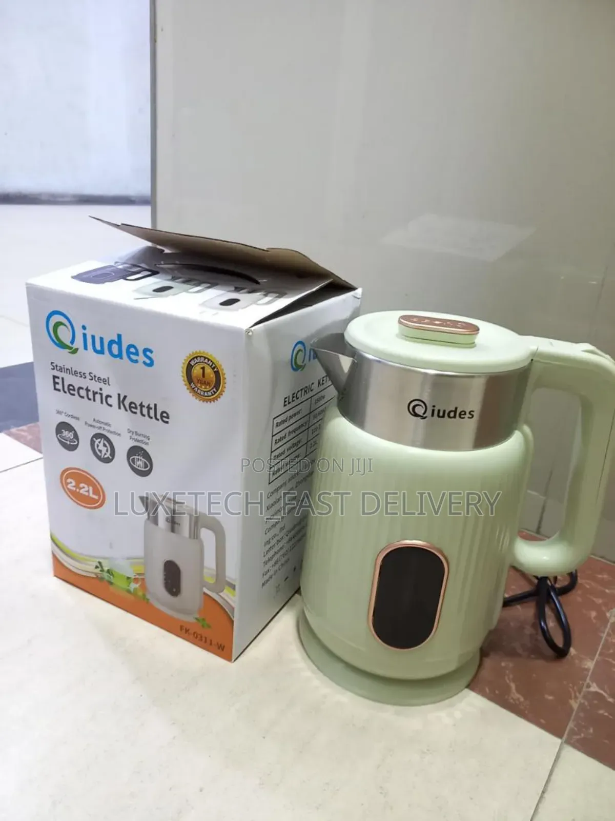 Qiudes 2.2l Stainless Steel Electric Kettle Fk-0311-W