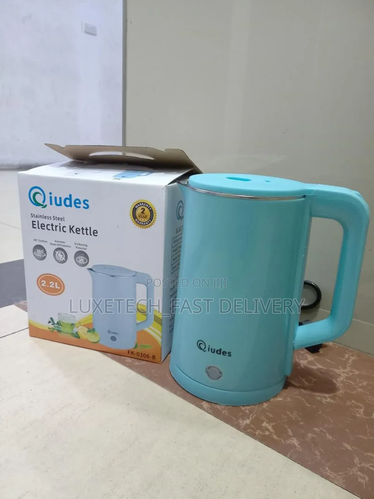 Qiudes Stainless Steel Electric Kettle 2.2l Fast Boiling