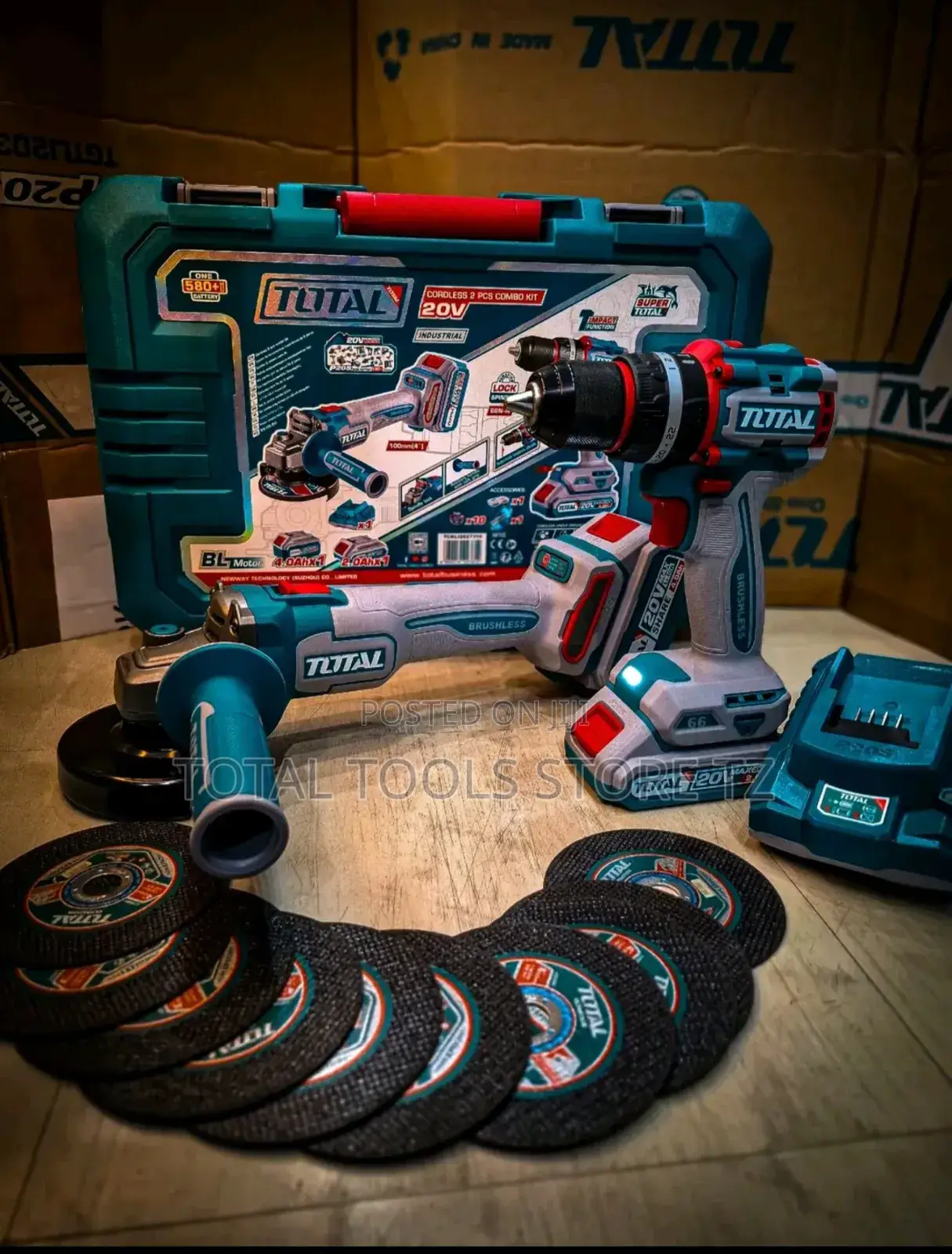 Total Cordless Combo Kit Grinder/Drill 20v