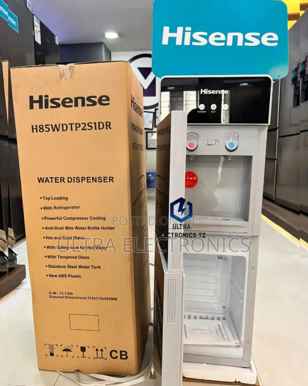 Hisense Water Dispenser With Fridge,Lock and Tempered Glass