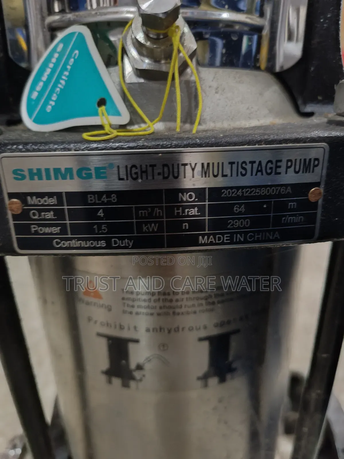 Shimge Multistage Pump 2hp Single Phase