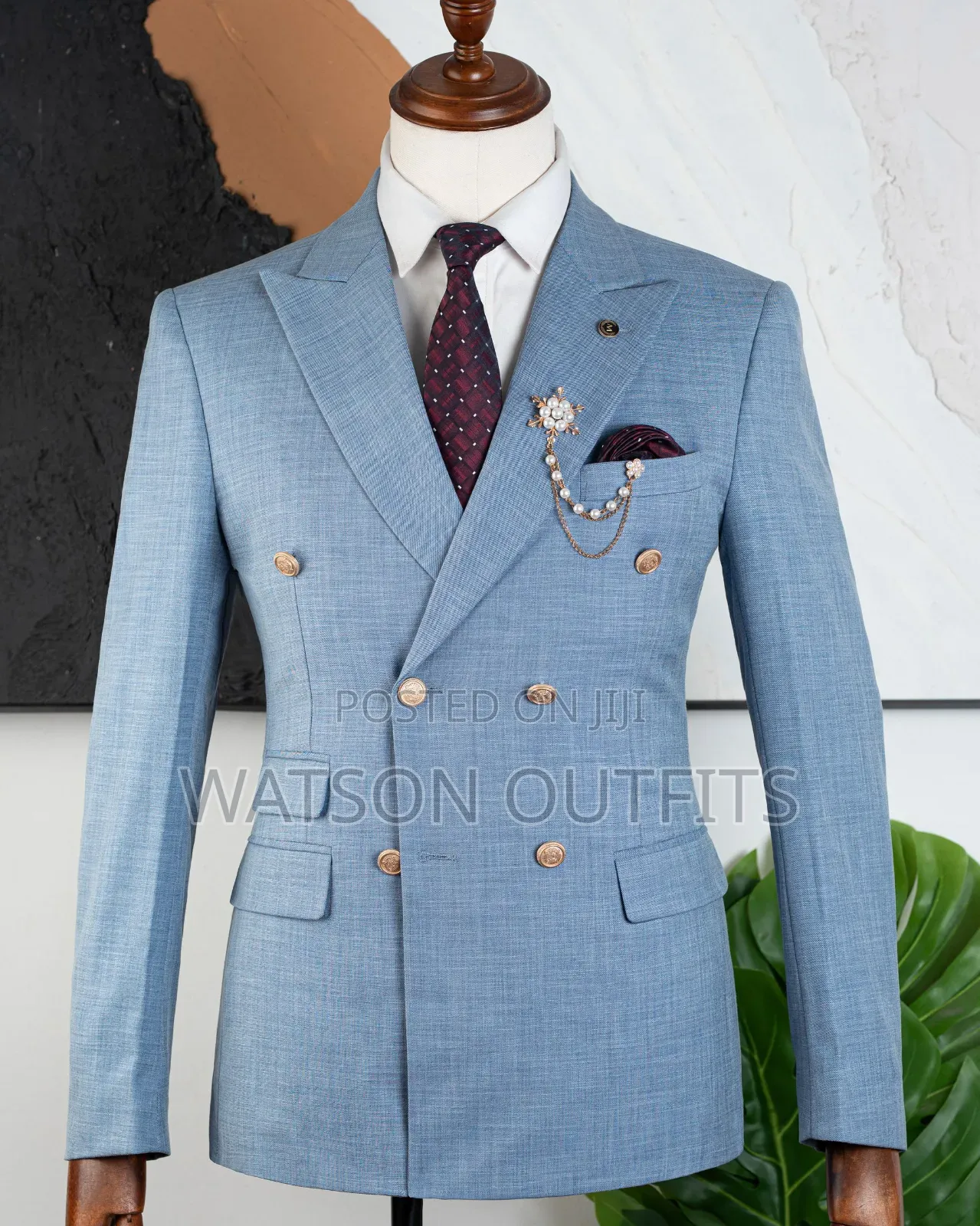 Men's Six Golden Buttons Suits for Classic Outings