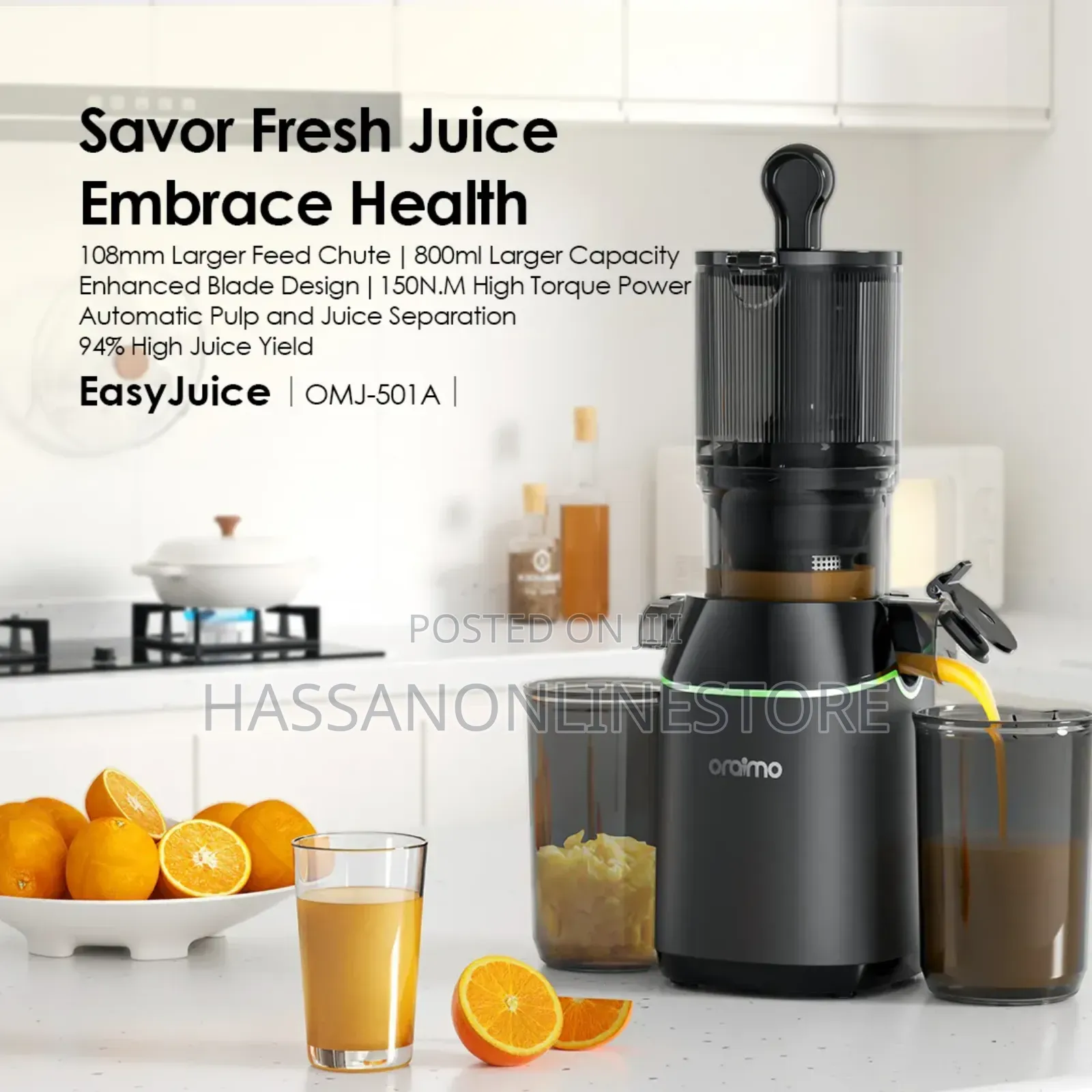 Oraimo Easyjuice 108mm Diameter 800ml Slow Juicer