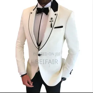 White Jacjet Suit | Black Stripes