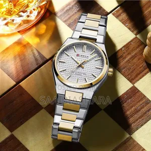 Curren Men's Octagon Watch Gold Silver White