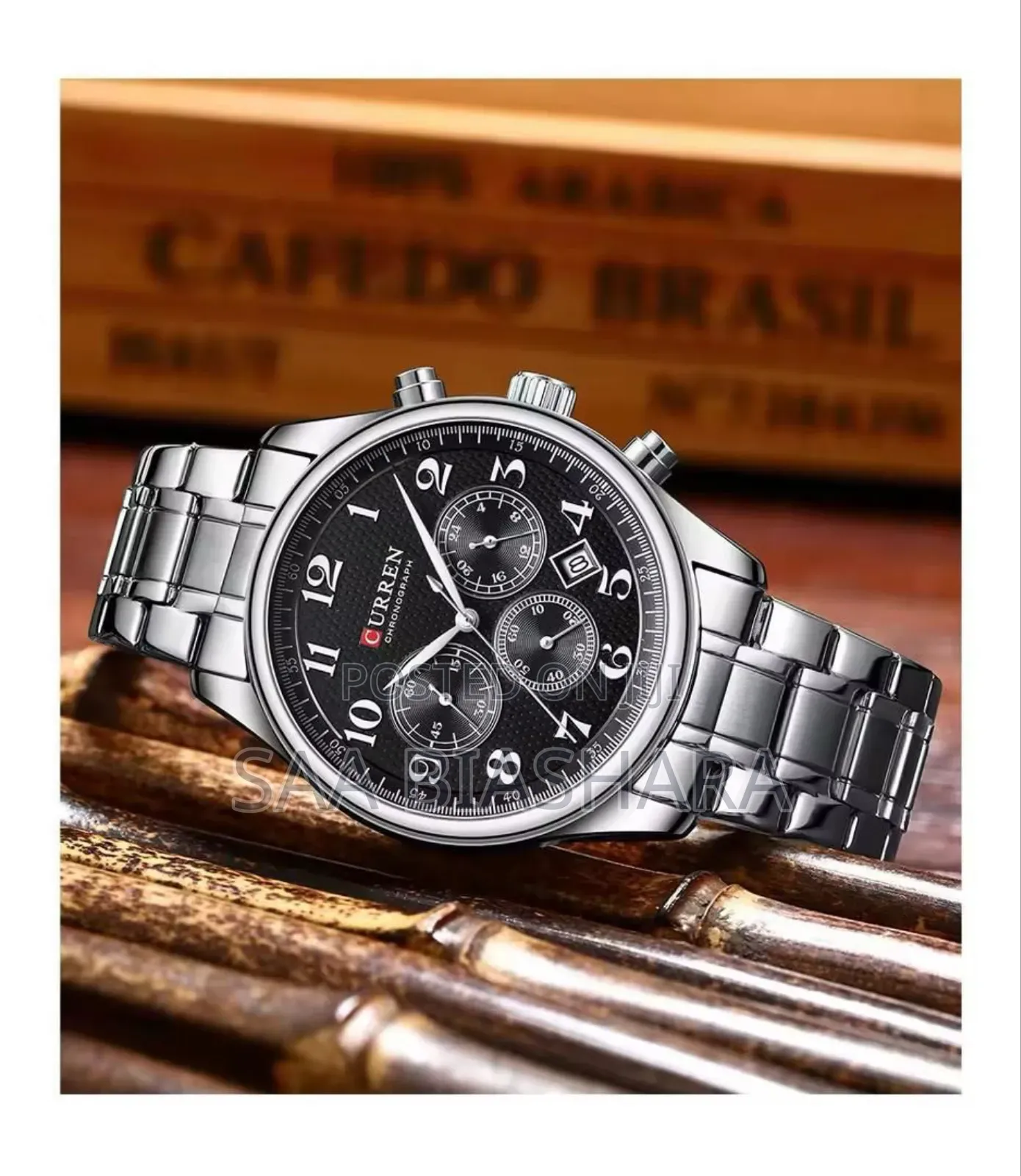 Curren 8466 Chronograph Classic Watch Silver and Black