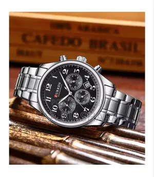 Curren 8466 Chronograph Classic Watch Silver and Black