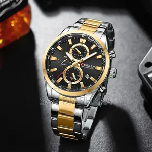Curren 8275 Mens Watch Gold Silver Black