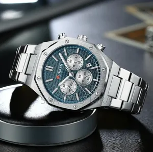 Curren 8440 Men's Watch Six Pin Quartz Calendar Silver