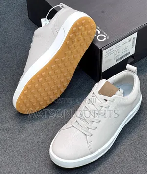 Men's Black and White Colours Ecco Leather Materials Shoes
