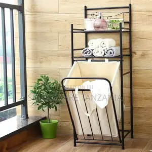 Bathroom Shelf Large Dirty Clothes Storage Shelf Basket Rack