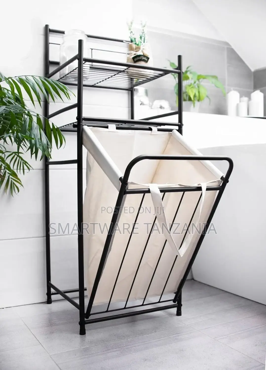 Bathroom Shelf With Metal Laundry Basket Laundry Rack