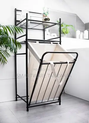 Bathroom Shelf With Metal Laundry Basket Laundry Rack