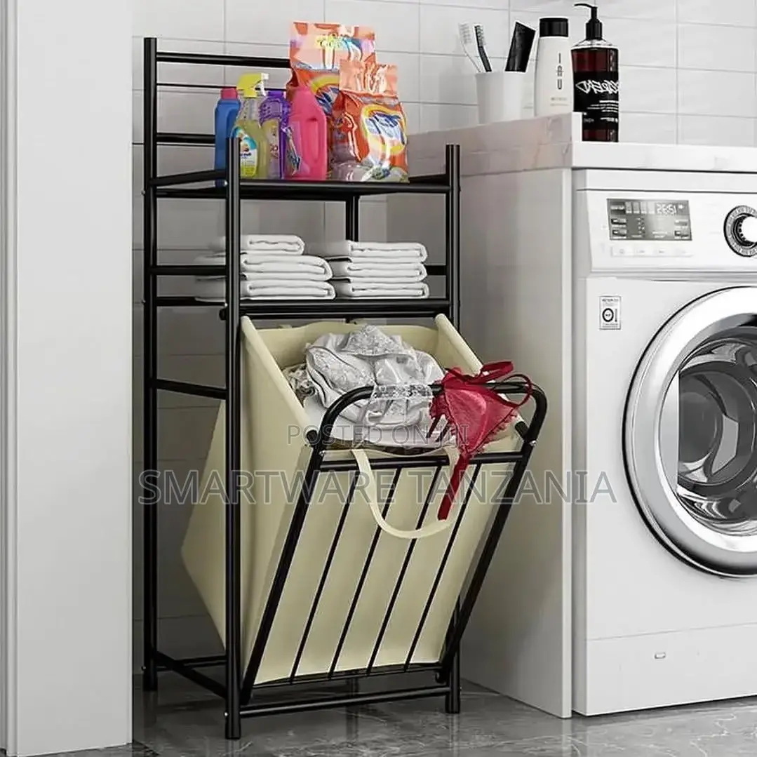 Clothes Rack Double-Layer Storage Rack for Bathroom Laundry