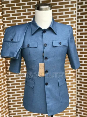 Men's Four Pockets Jacket and Short Sleeve Jacket Suits