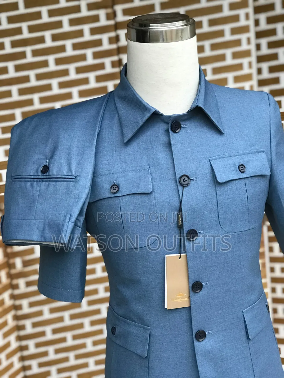 Men's Four Pockets Jacket and Short Sleeve Jacket Suits
