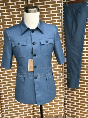 Men's Four Pockets Jacket and Short Sleeve Jacket Suits