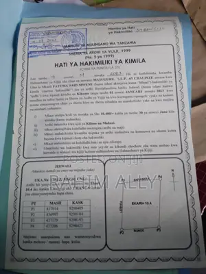 Shamba Linauzwa Lenye Hati Miliki